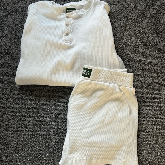 Daily Drills Tops - Daily Drills Oversized Thermal Henley and Shorts Set